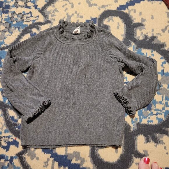 Baby GAP Gray Knit Ruffle Collar Long Sleeve Pullover Toddler Top 2 Years - Picture 1 of 2